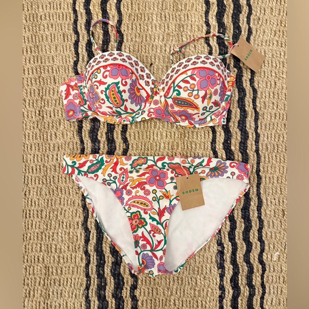 Boden Oriental Paradise Bikini set. 34 C top, Classic medium bottoms. NWT - Picture 13 of 13